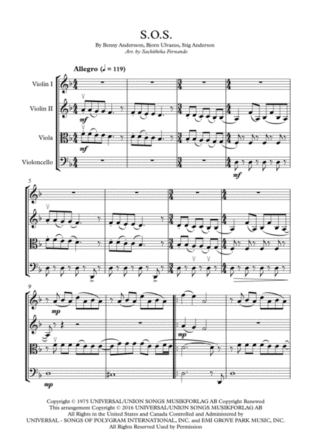 S Os String Quartet Sheet Music