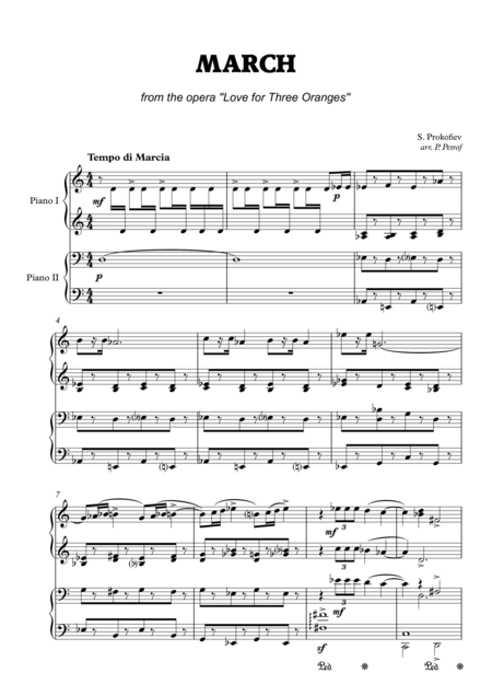 S Prokofiev March From The Opera Love For Three Oranges For Piano 4 Hands Sheet Music