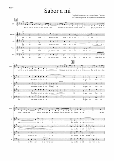 Sabor A Mi Satb And Solo Sheet Music