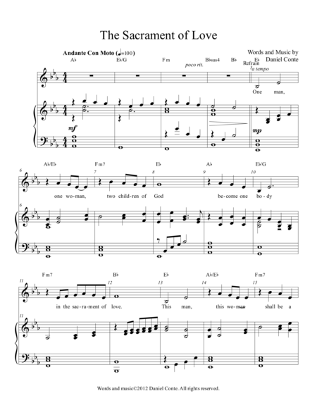 Free Sheet Music Sacrament Of Love Eb