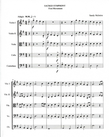 Sacred Symphony First Movement Adagio In G Sheet Music