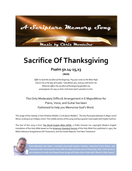 Free Sheet Music Sacrifice Of Thanksgiving Psalm 50 14 15 23 Web