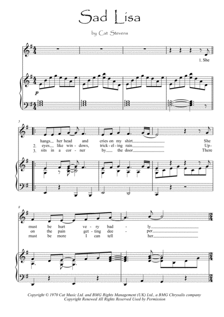 Free Sheet Music Sad Lisa