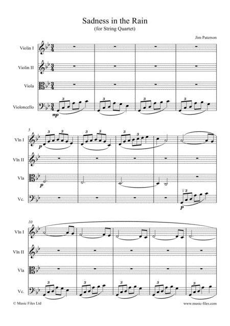 Sadness In The Rain String Quartet Sheet Music