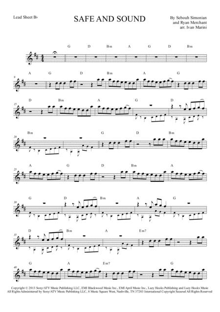 Safe And Sound By Capital Cities Lead Sheet In C And Bb Sheet Music