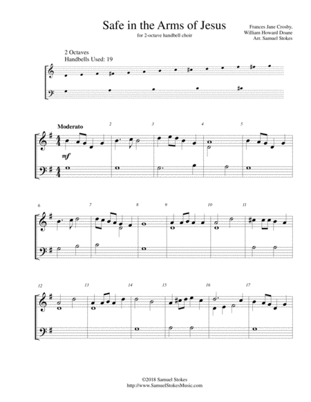 Free Sheet Music Safe In The Arms Of Jesus For 2 Octave Handbell Choir