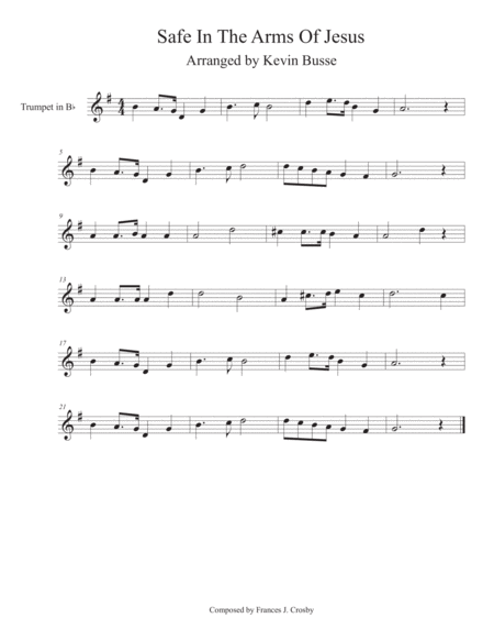 Free Sheet Music Safe In The Arms Of Jesus Trumpet