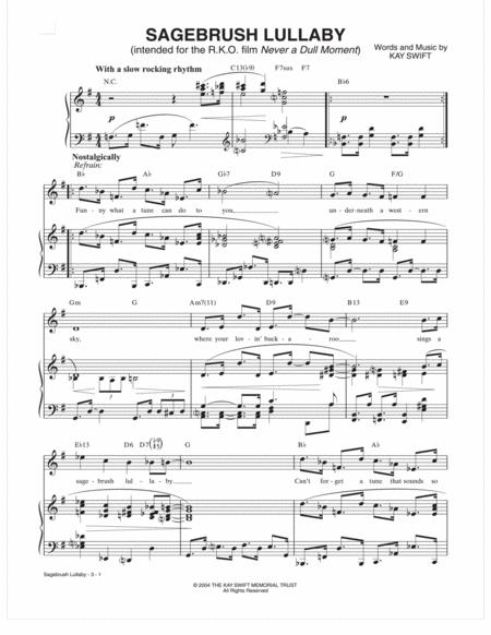 Free Sheet Music Sagebrush Lullaby From Never A Dull Moment