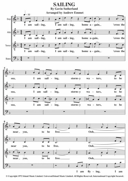 Sailing A Cappella Sheet Music