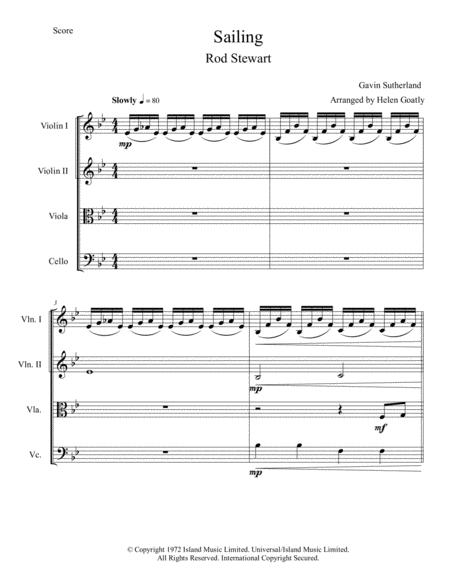 Free Sheet Music Sailing By Rod Stewart Arranged For String Quartet