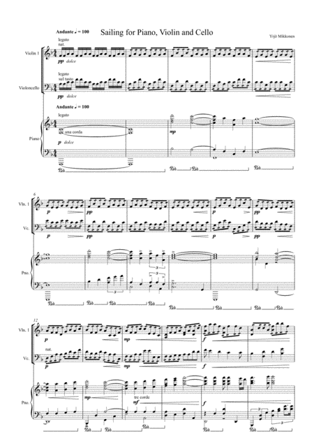 Free Sheet Music Sailing For Violin Cello And Piano 2nd Movement From Piano Trio In Motion