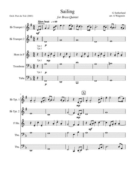 Sailing Gavin Sutherland Brass Quintet Sheet Music