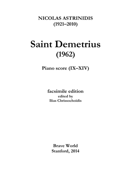 Free Sheet Music Saint Demetrius Piano Score Ix Xiv