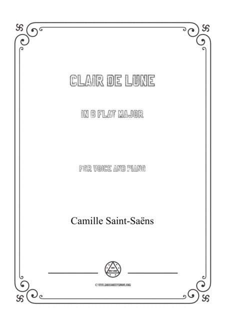 Saint Sans Clair De Lune In B Flat Major For Voice And Piano Sheet Music