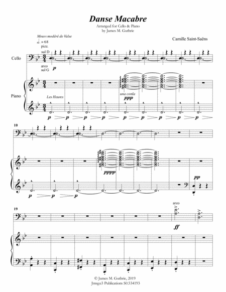 Saint Sans Danse Macabre For Cello Piano Sheet Music