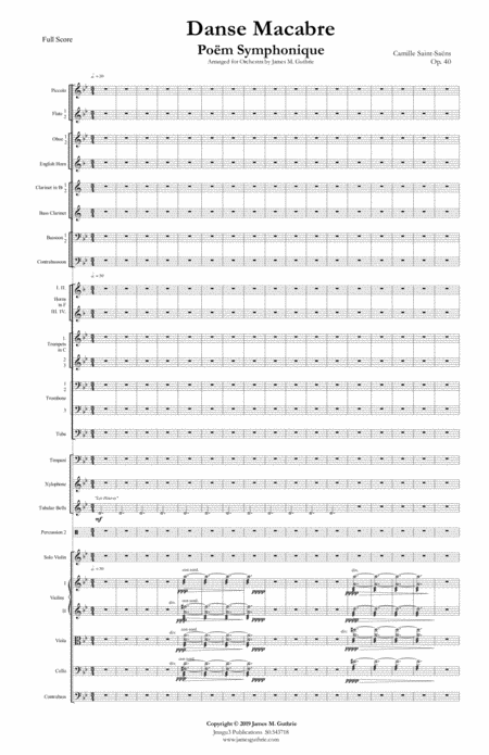 Saint Sans Danse Macabre For Orchestra Sheet Music