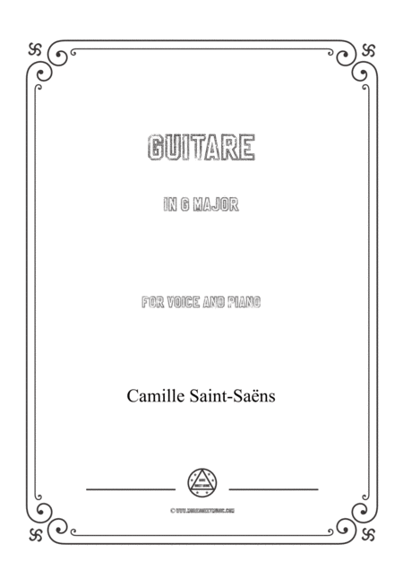 Saint Sans Guitare In G Major For Voice And Piano Sheet Music