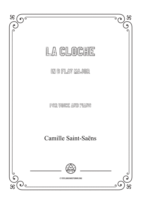 Saint Sans La Cloche In B Flat Major For Voice And Piano Sheet Music