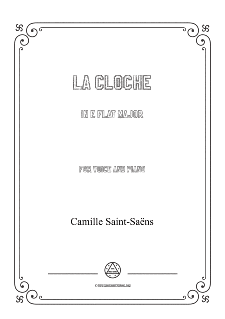 Saint Sans La Cloche In E Flat Major For Voice And Piano Sheet Music