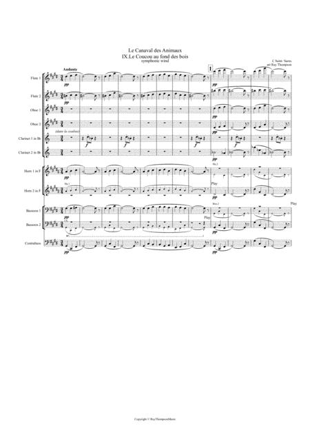 Saint Sans Le Carnaval Des Animaux Ix Le Coucou Au Fond Des Bois Symphonic Wind Sheet Music