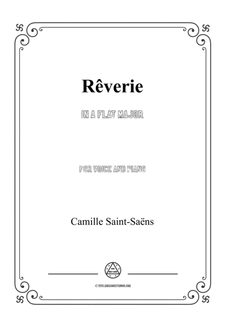 Free Sheet Music Saint Sans Rverie In A Flat Major For Voice And Piano