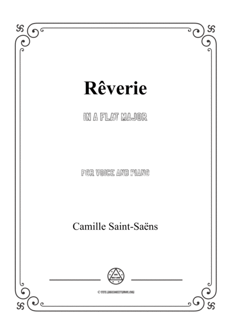 Saint Sans Rverie In A Flat Major For Voice And Piano Sheet Music