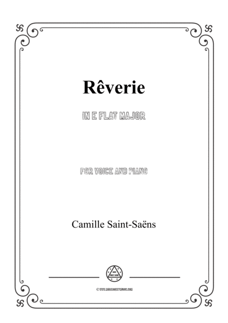 Saint Sans Rverie In E Flat Major For Voice And Piano Sheet Music