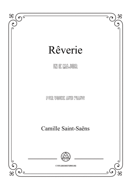 Free Sheet Music Saint Sans Rverie In E Major For Voice And Piano