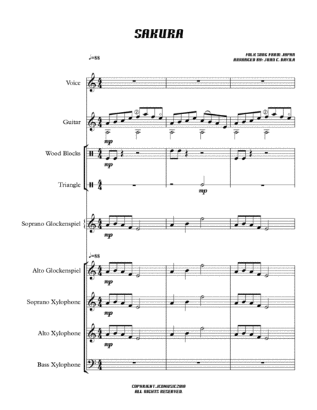 Sakura Orff Ensemble Sheet Music