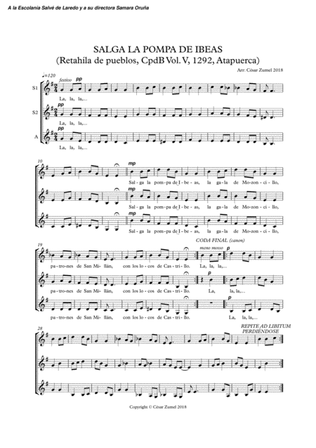 Free Sheet Music Salga La Pompa De Ibeas