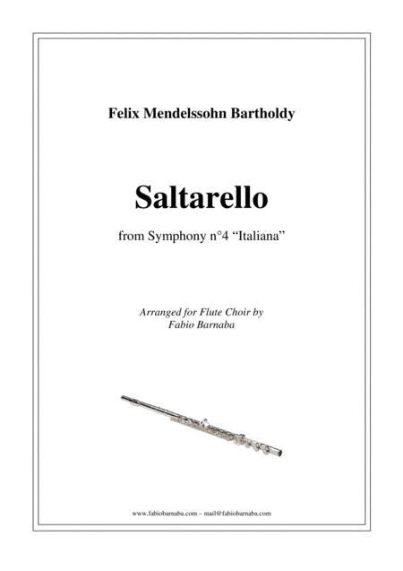 Saltarello From Mendelssohns Symphony N 4 Italiana For Flute Choir Sheet Music