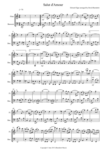 Salut D Amour For Flute And Bassoon Sheet Music