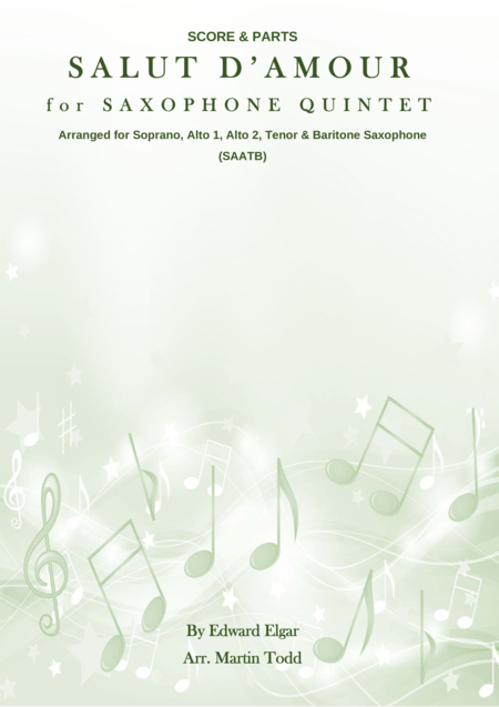 Salut D Amour For Saxophone Quintet Sheet Music