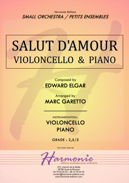 Salut D Amour Liebesgruss Edward Elgar Violoncello And Piano Arrangement By Marc Garetto Sheet Music