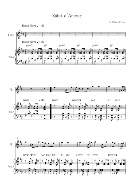 Free Sheet Music Salut D Amour Op 12 Jazz Version For Flute And Piano