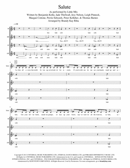 Salute Ssaa A Cappella Sheet Music