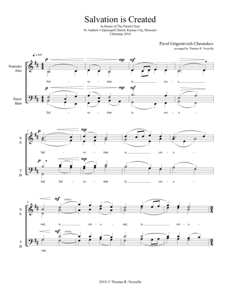 Salvation Is Created Satb Sheet Music