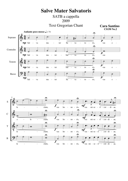 Free Sheet Music Salve Mater Salvatoris Satb A Cappella