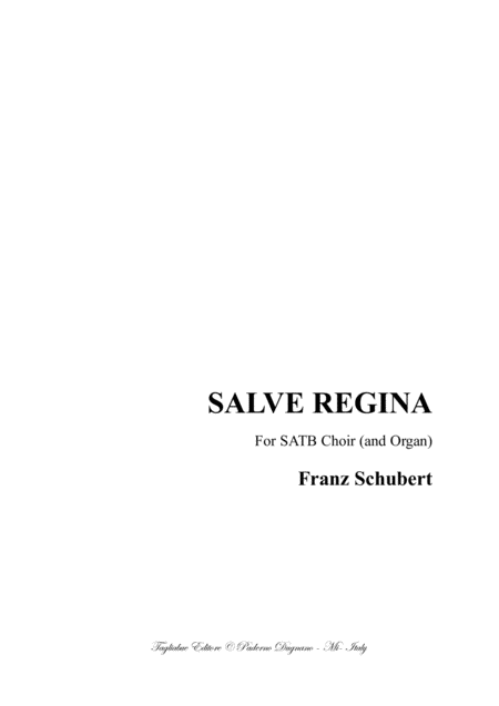 Salve Regina F Schubert For Satb Choir And Organ Sheet Music