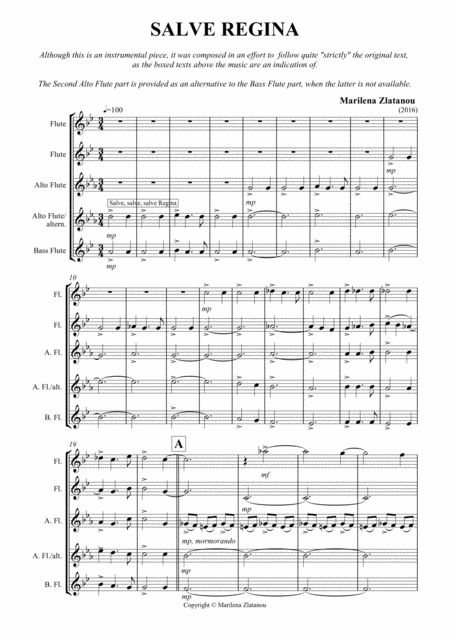 Salve Regina Flute Quartett Sheet Music