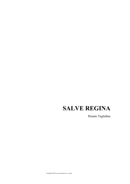 Free Sheet Music Salve Regina Tagliabue Canon For Sat Choir