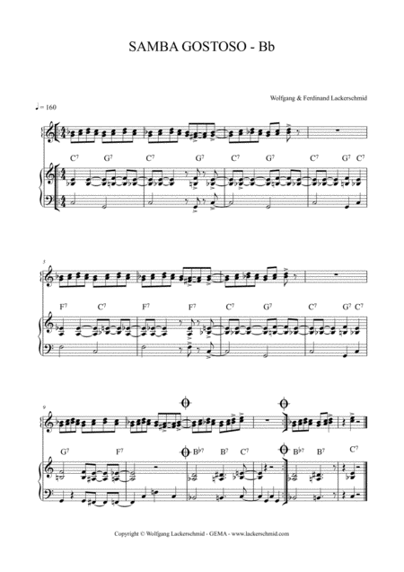 Free Sheet Music Samba Gostoso For Bb Instruments