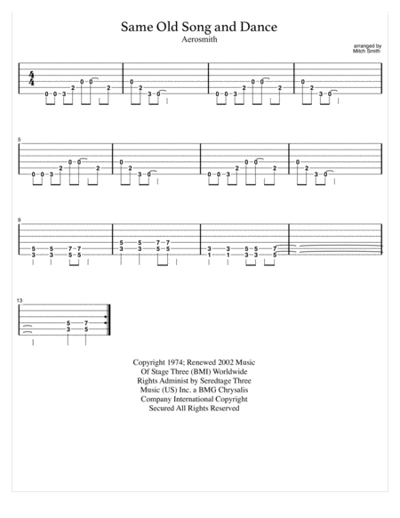 Same Old Song And Dance Main Riff Sheet Music