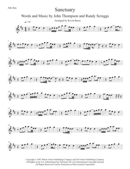 Free Sheet Music Sanctuary Alto Sax