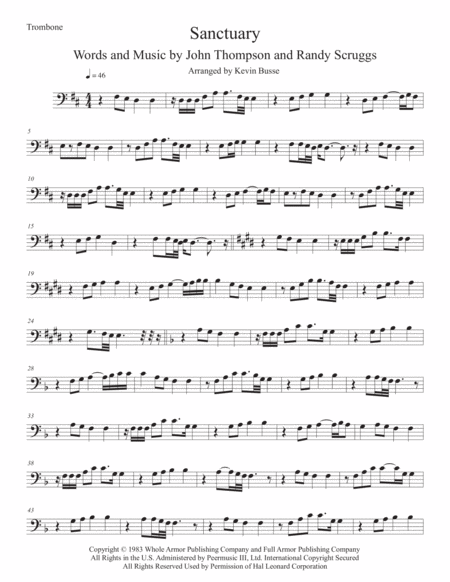 Sanctuary Original Key Trombone Sheet Music