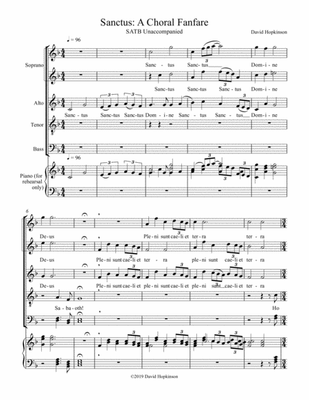 Free Sheet Music Sanctus A Choral Fanfare For Ssatb