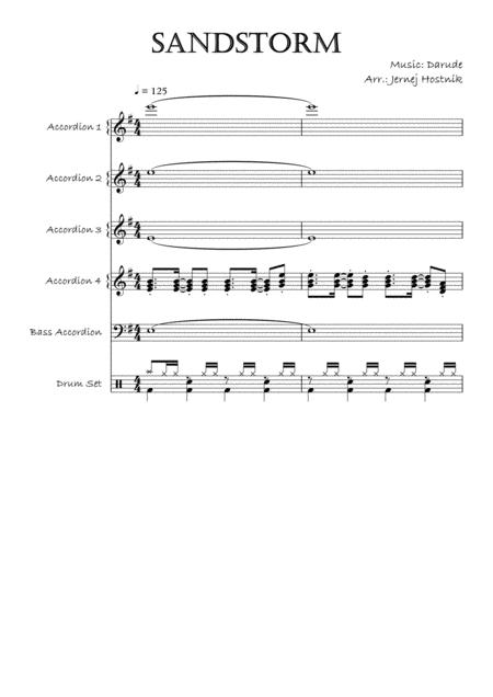 Free Sheet Music Sandstorm Darude Accordion Orchestra Score