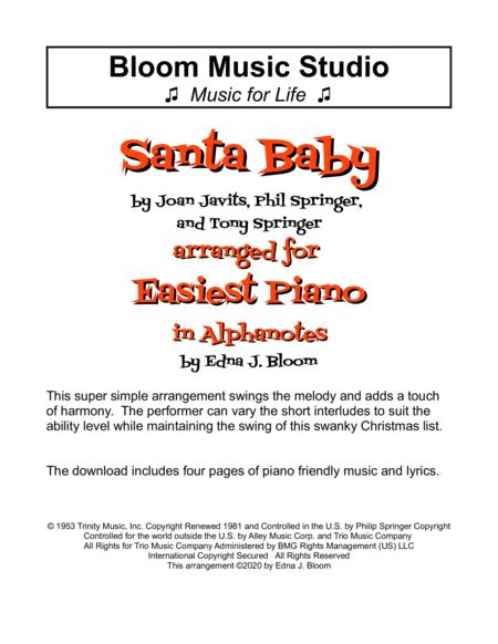 Santa Baby Easiest Piano Alpha Notes Sheet Music