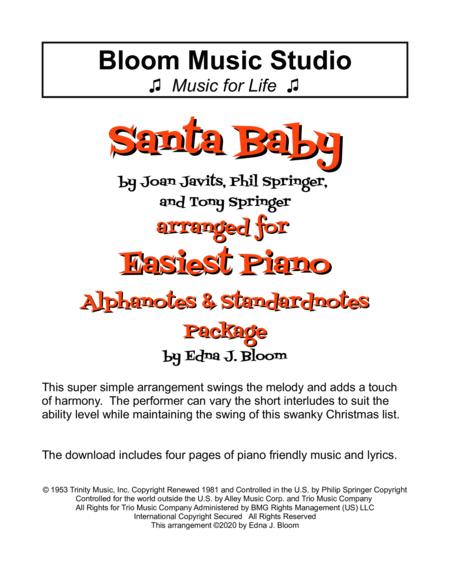 Santa Baby Easiest Piano Package Sheet Music