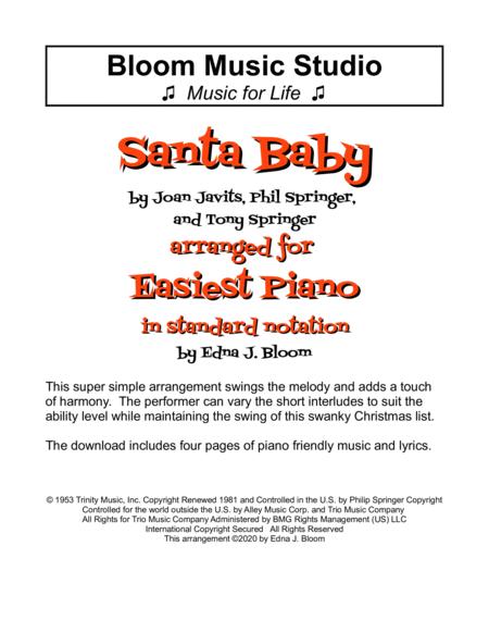 Santa Baby Easiest Piano Sheet Music